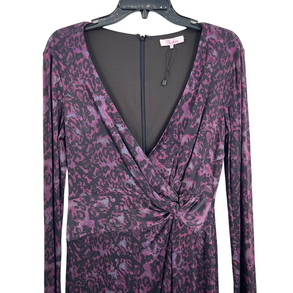 Parker Purple Dress Small Surplice Neckline Abstract‎ Print